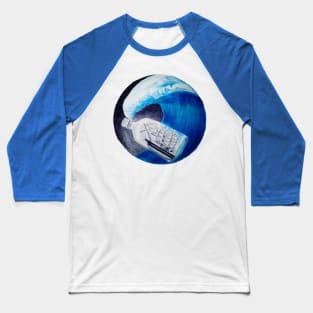 Bottle ship - I'm the captain of this ship! I control everything around here! A ship inside a glass bottle in the middle of a storm at sea. Baseball T-Shirt